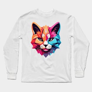 Colorful Geometric Cat Long Sleeve T-Shirt